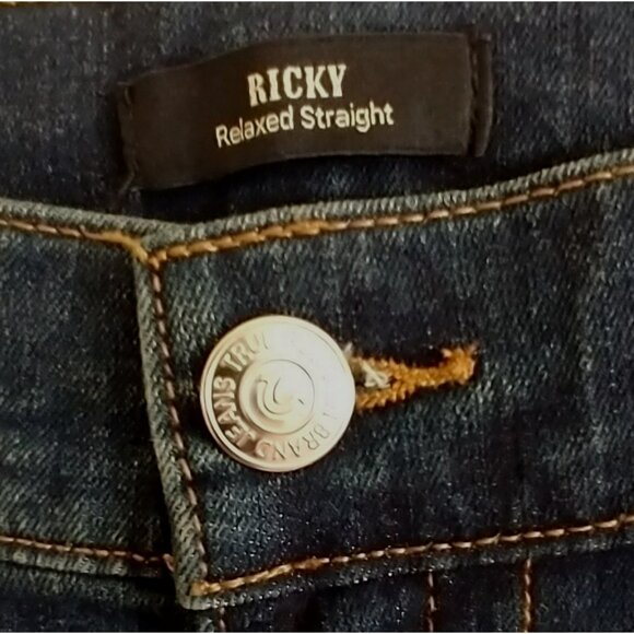 True Religion Ricky Relaxed Straight Jeans Flap Pockets WORLD TOUR BUDDHA 38x31 - Picture 3 of 9